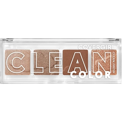 Clean Fresh Colour Quad, and vegan formula without talc, mineral oil, paraben fragrance, highly pigmented eyeshadow