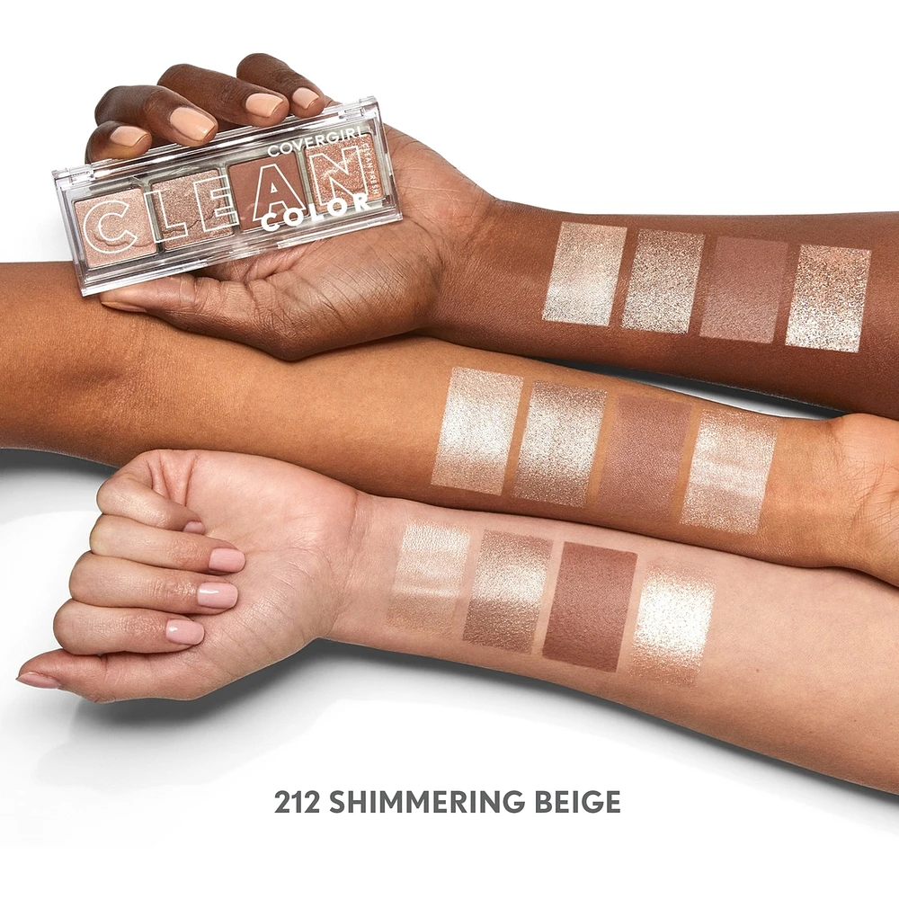 Clean Fresh Colour Quad, and vegan formula without talc, mineral oil, paraben fragrance, highly pigmented eyeshadow