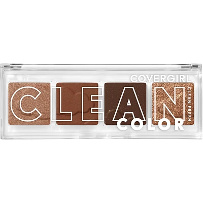 Clean Fresh Colour Quad, and vegan formula without talc, mineral oil, paraben fragrance, highly pigmented eyeshadow