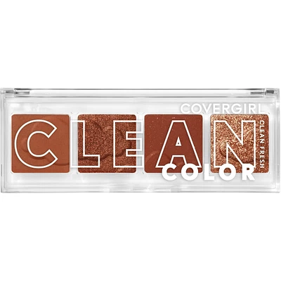 Clean Fresh Colour Quad, and vegan formula without talc, mineral oil, paraben fragrance, highly pigmented eyeshadow
