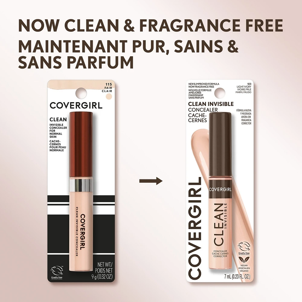 Clean Invisible Concealer, Lightweight, Hydrating, Vegan Formula made with 100% natural-origin pigments for a natural finish