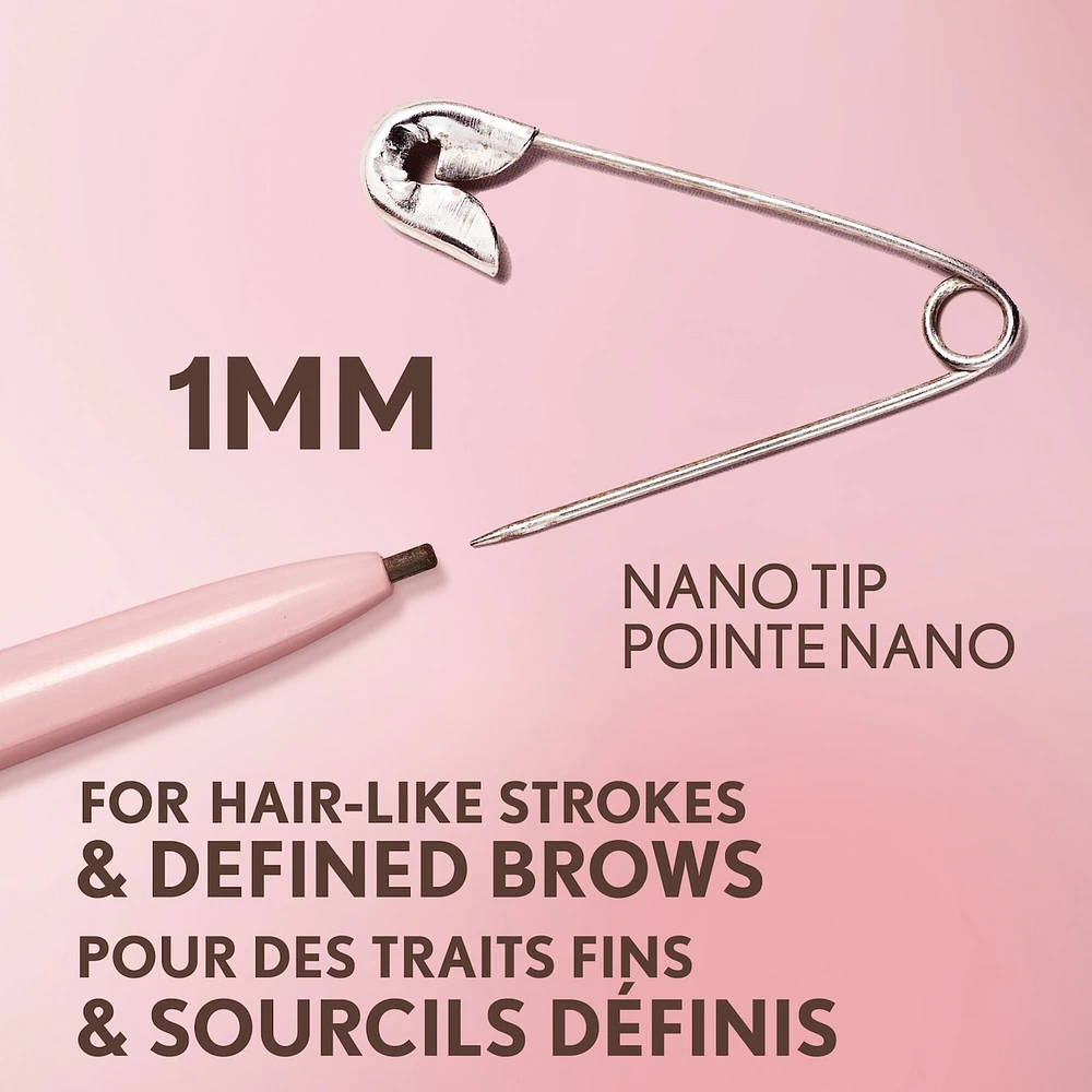 Clean Fresh Brow Nano Eyebrow Pencil, Ultra-Precise Tip, Waterproof, Transfer-Resistant, Built-In Spoolie, Vegan Formula