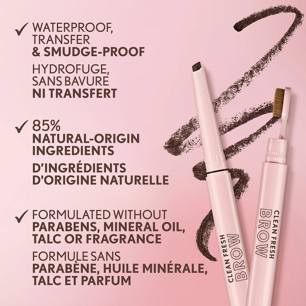 Clean Fresh Brow Filler Pomade Eyebrow Pencil, Ultra-Precise Tip, Creamy Formula, Highly Pigmented, Soft Matte Finish, Vegan Formula