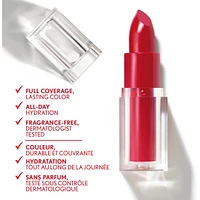 Rouge à lèvres Clean, Fini satin, Tenue 24 heures, Squalane, Avocat et aloès, Sans carmin, non desséchant
