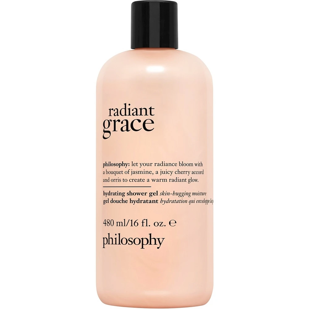 radiant grace hydrating shower gel, cleanses, conditions, moisturizes skin