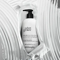 radiant grace firming scented body emulsion, softens the skin, long-lasting hydration