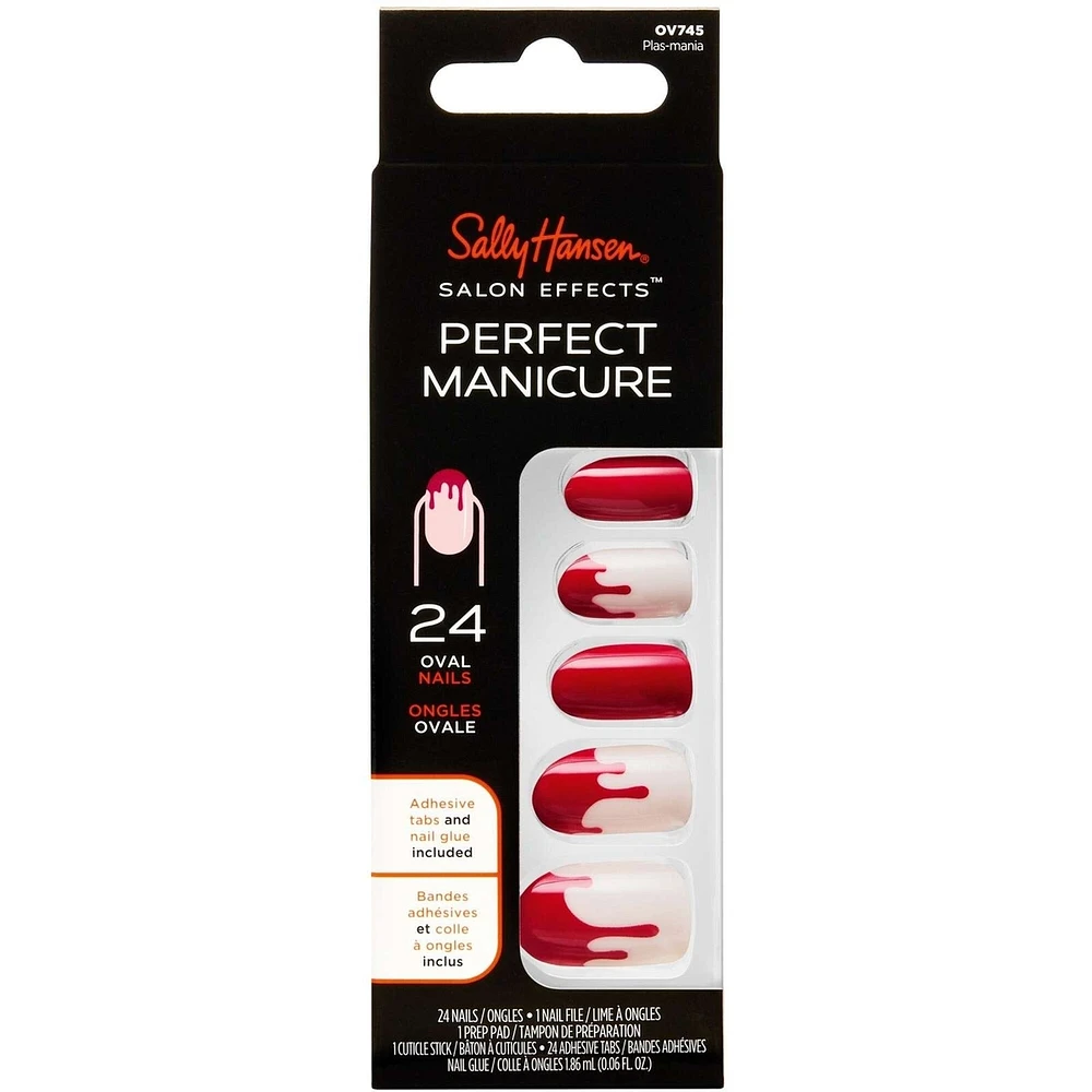 Salon Effects® Perfect Manicure™ press-on nails, longwearing, includes 24 premium fake nail, adhesive tabs and nail glue