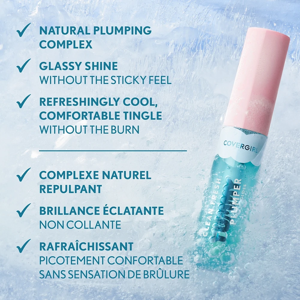 Clean Fresh Yummy Gloss, Plumper Shiny Vegan Formula, Volumizing Lip Plumper, Easy to Apply, Minty Flavor,