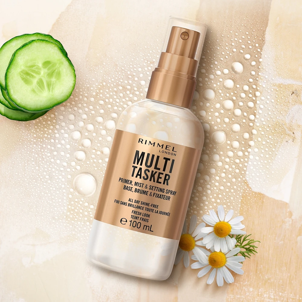 Multi Tasker Primer, Mist & Setting Spray, fini sans brillance, apprête le teint, rafraîchit la peau, pouvoir fixant toute la journée, formule végétalienne