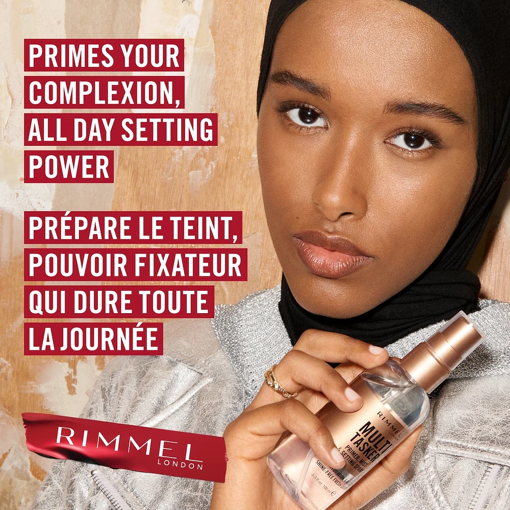 Multi Tasker Primer, Mist & Setting Spray, fini sans brillance, apprête le teint, rafraîchit la peau, pouvoir fixant toute la journée, formule végétalienne
