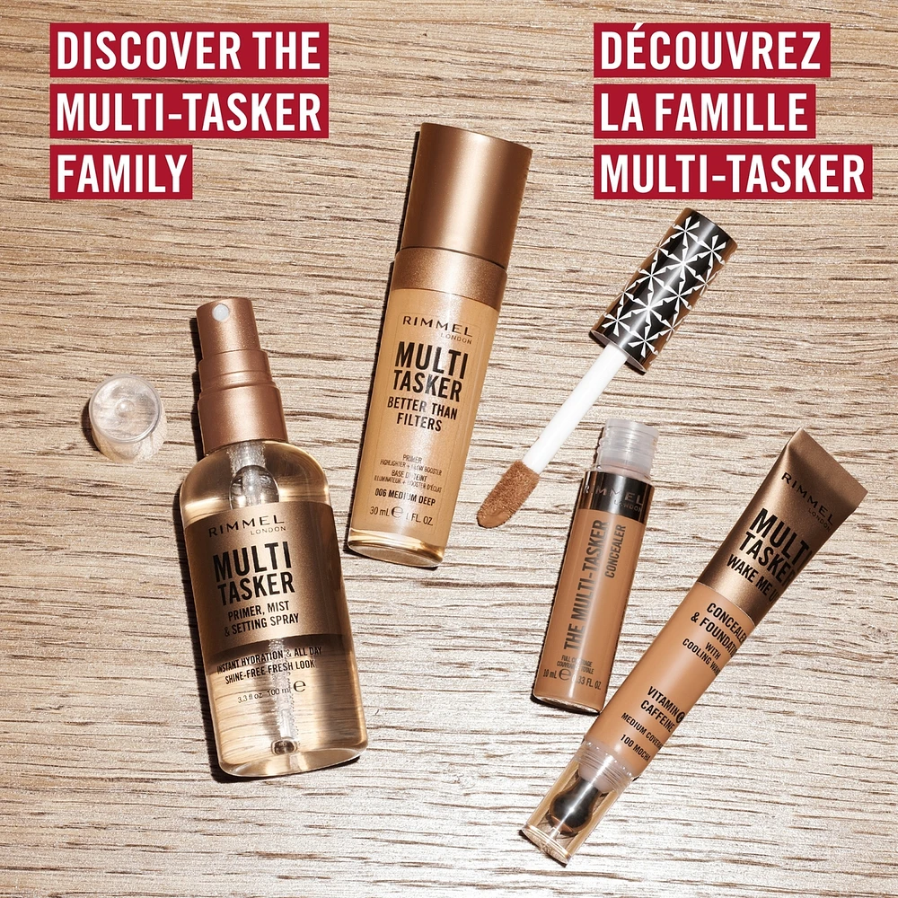 Multi Tasker Primer, Mist & Setting Spray, fini sans brillance, apprête le teint, rafraîchit la peau, pouvoir fixant toute la journée, formule végétalienne
