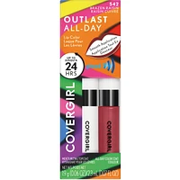 Laque à lèvres Outlast All-Day, couvrance longue durée, système en deux étapes, formule hydratante, résistant au transfert, 100% Sans Cruauté