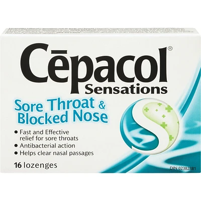 Cepacol® Sensations Sore Throat and Blocked Nose, Sore Throat Lozenges, 16 ct