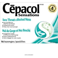 Cepacol® Sensations Sore Throat and Blocked Nose, Sore Throat Lozenges, 16 ct