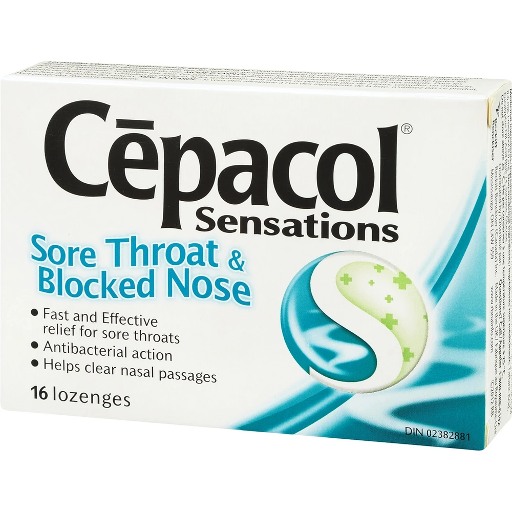 Cepacol® Sensations Sore Throat and Blocked Nose, Sore Throat Lozenges, 16 ct
