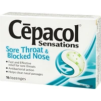 Cepacol® Sensations Sore Throat and Blocked Nose, Sore Throat Lozenges, 16 ct