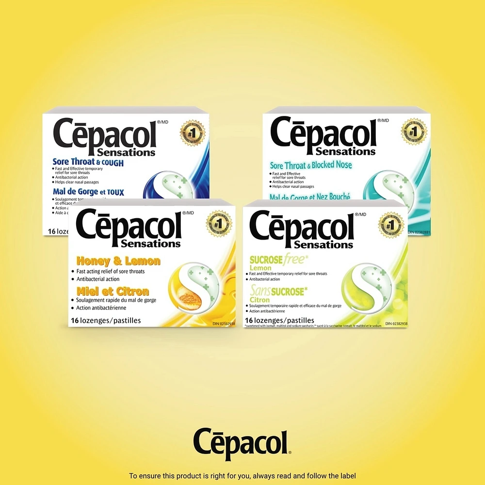 Cepacol® Sensations Sore Throat and Blocked Nose, Sore Throat Lozenges, 16 ct