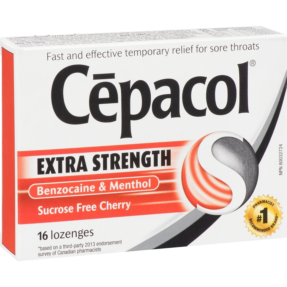 Cepacol® Extra Strength Sucrose Free Cherry, Sore Throat Lozenges, 16 ct