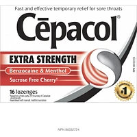 Cepacol® Extra Strength Sucrose Free Cherry, Sore Throat Lozenges, 16 ct