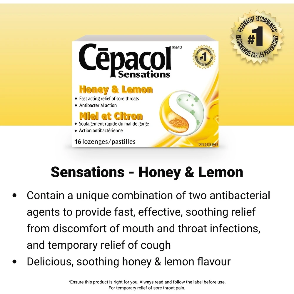 Cepacol® Extra Strength Sucrose Free Honey Lemon Value Pack, Sore Throat Lozenges
