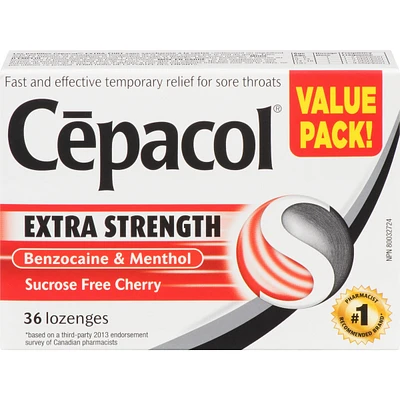 Cepacol® Extra Strength Sucrose Free Cherry Value Pack, Sore Throat Lozenges, 36 ct
