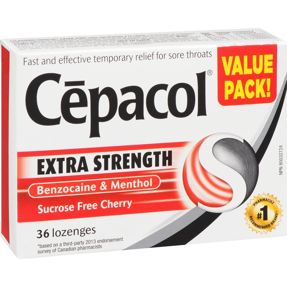 Cepacol® Extra Strength Sucrose Free Cherry Value Pack, Sore Throat Lozenges, 36 ct