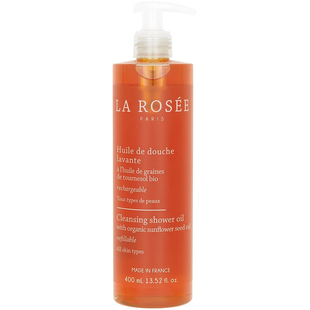 Cleansing shower oil with organic sunflower seed oil