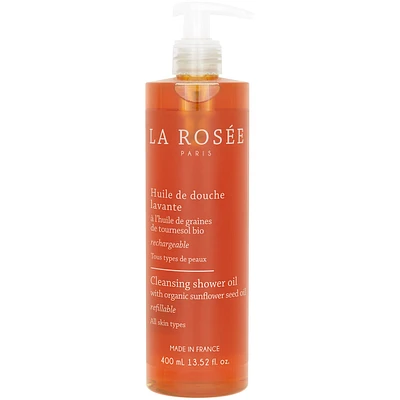 Cleansing shower oil with organic sunflower seed oil