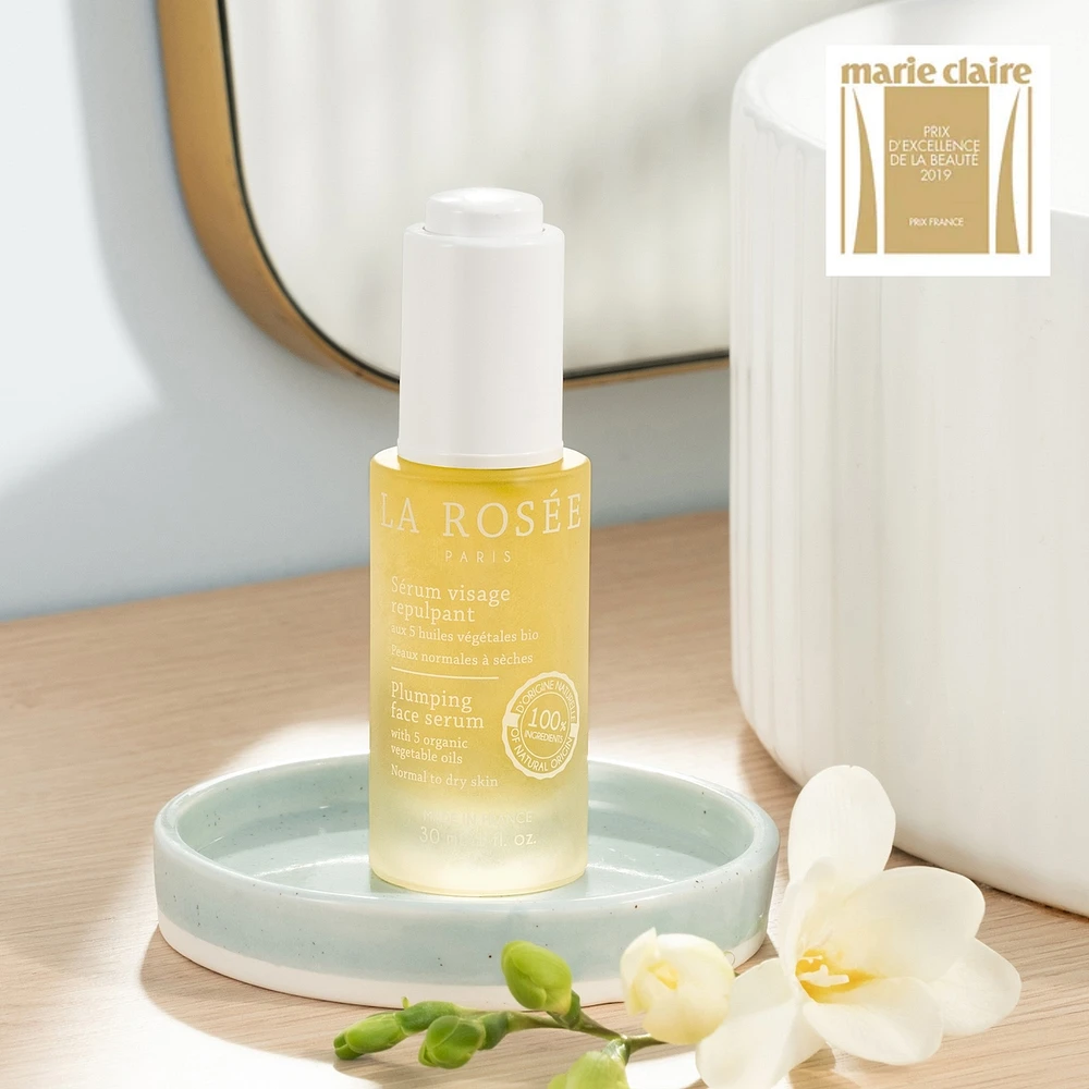 Plumping face serum with 5 organic vegetal oils
