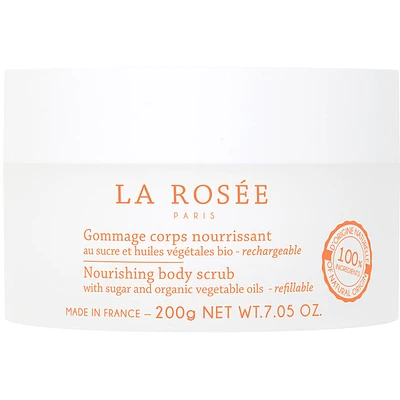 Refillable nourishing body scrub with sugar and organic vegetal oils