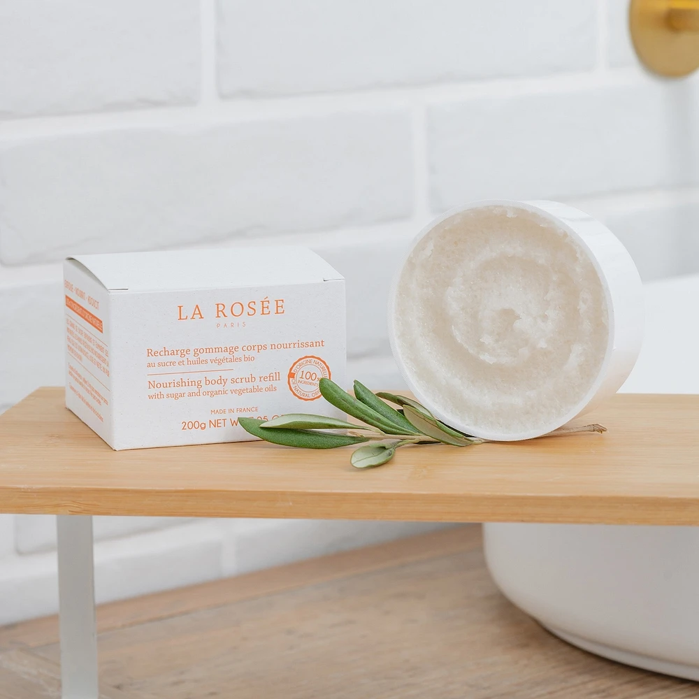 Nourishing body scrub refill with sugar and organic vegetal oils