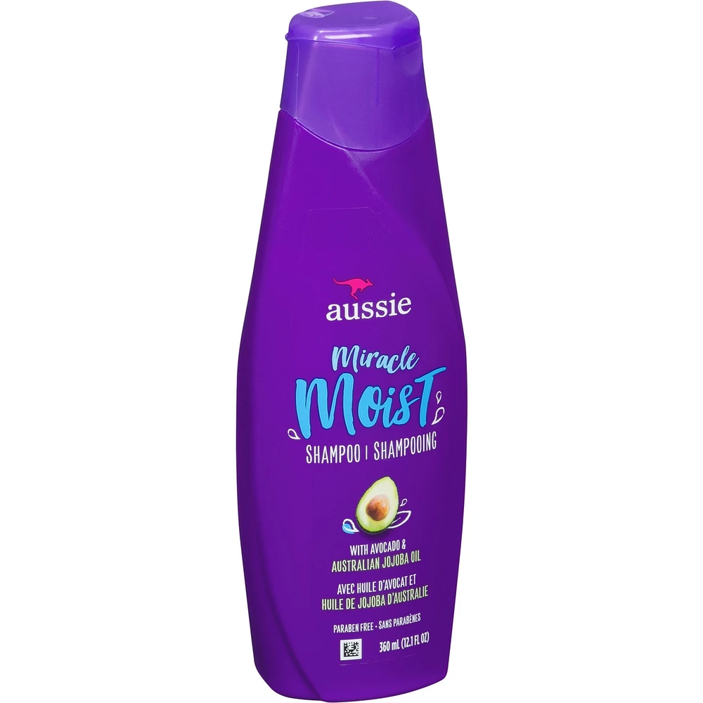 Aussie Miracle Moist with Avocado & Jojoba Oil, Paraben Free Shampoo, 360 mL