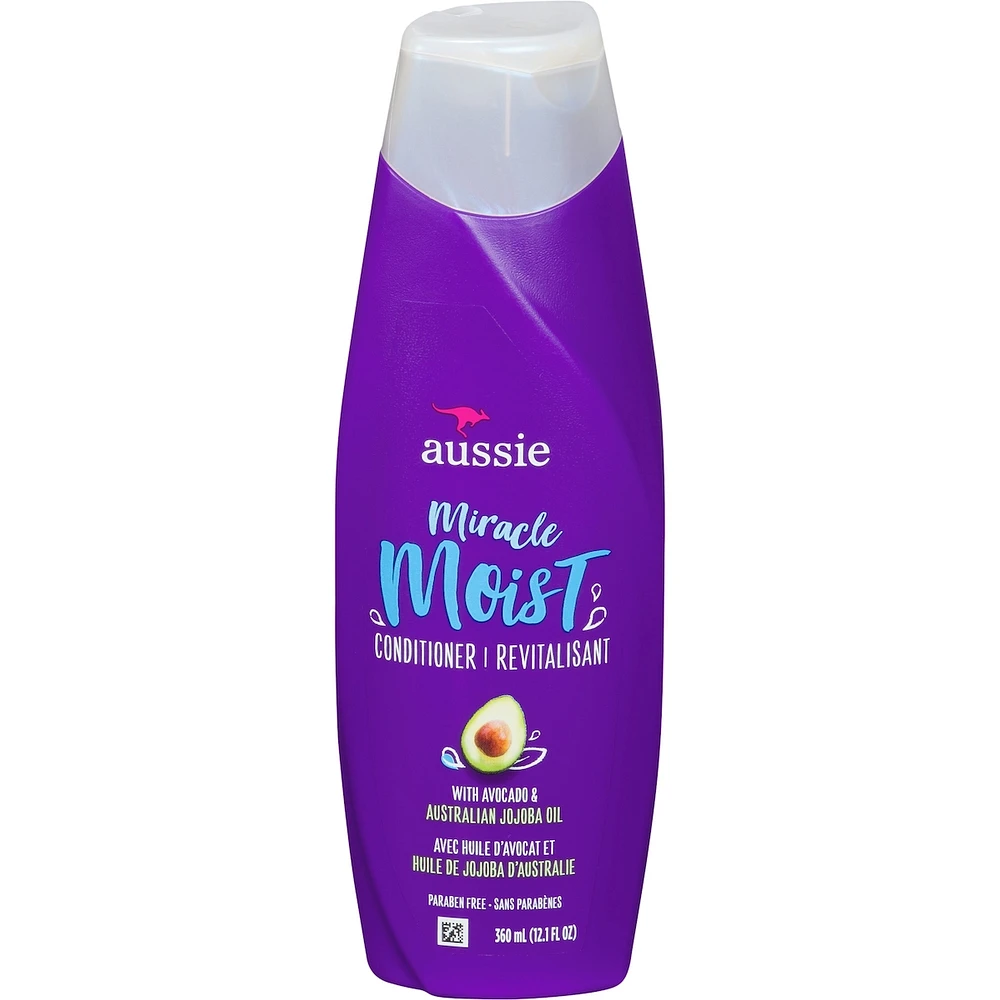 Aussie Paraben-Free Miracle Moist Conditioner w/ Avocado & Jojoba Oil For Dry Hair, 360 mL