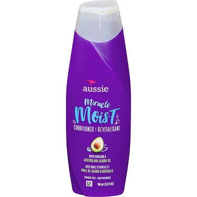 Aussie Paraben-Free Miracle Moist Conditioner w/ Avocado & Jojoba Oil For Dry Hair, 360 mL