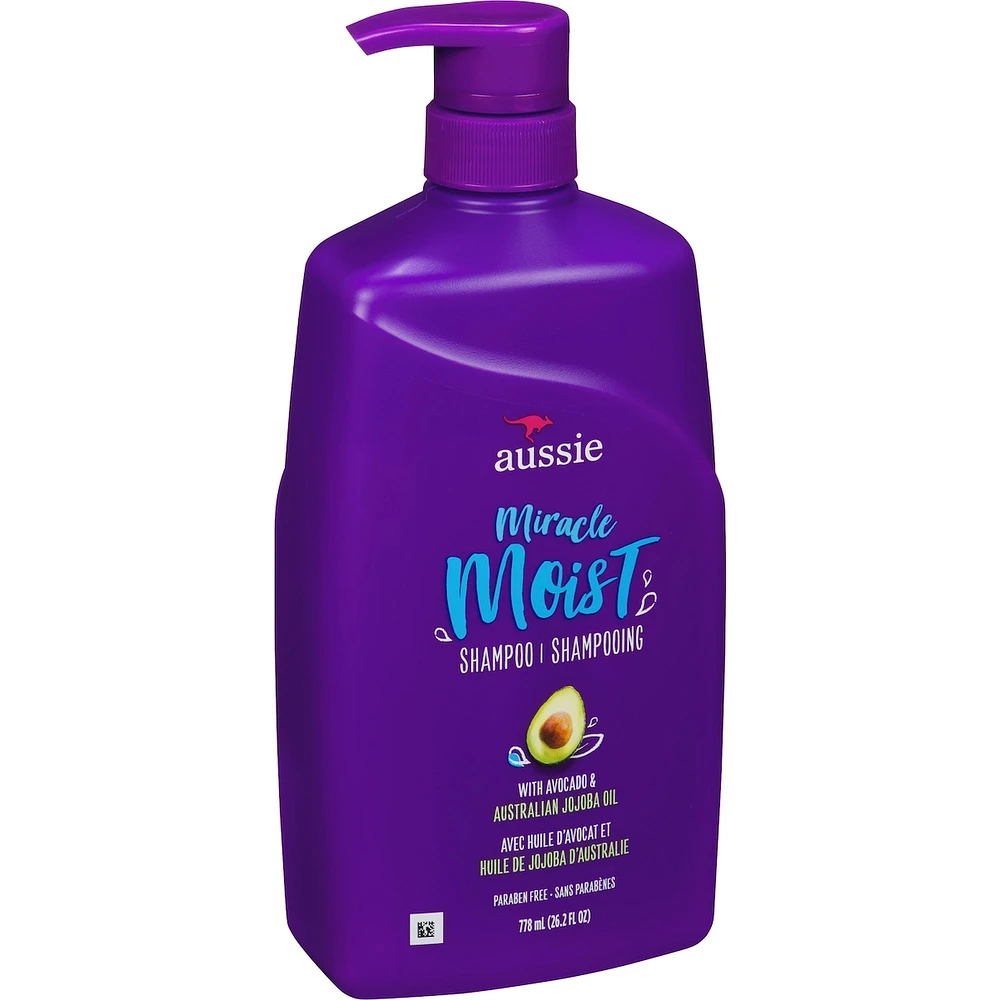 Aussie Paraben-Free Miracle Moist Shampoo w/ Avocado & Jojoba Oil For Dry Hair, 778 mL
