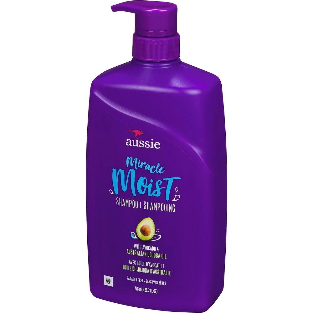 Aussie Paraben-Free Miracle Moist Shampoo w/ Avocado & Jojoba Oil For Dry Hair, 778 mL