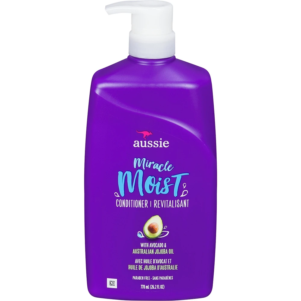 Aussie Miracle Moist with Avocado & Jojoba Oil, Paraben Free Conditioner, 778 mL