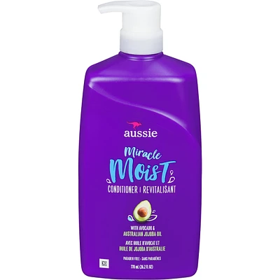 Aussie Miracle Moist with Avocado & Jojoba Oil, Paraben Free Conditioner, 778 mL