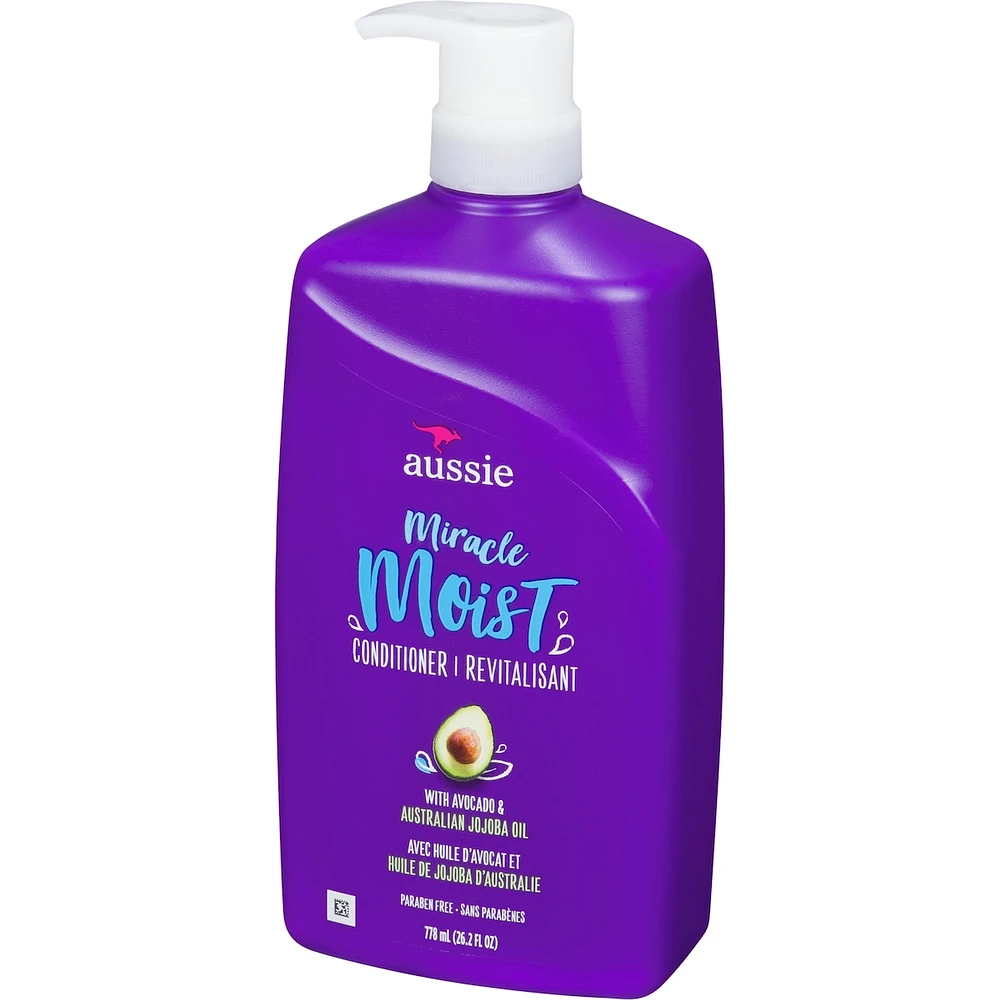 Aussie Miracle Moist with Avocado & Jojoba Oil, Paraben Free Conditioner, 778 mL