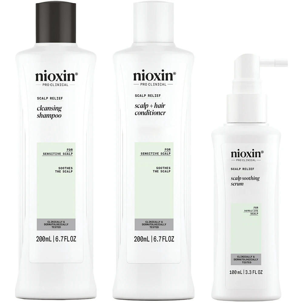 Nioxin Scalp Relief System - Hair Products for Sensitive, Itchy Scalp - Includes Shampoo 200 ml, Conditioner 200 ml and Scalp Treatment 100 ml