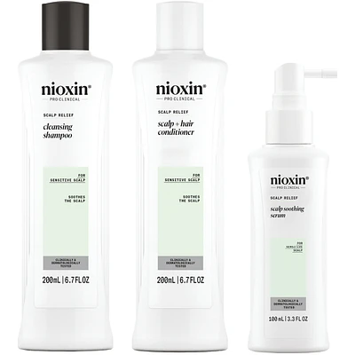 Nioxin Scalp Relief System - Hair Products for Sensitive, Itchy Scalp - Includes Shampoo 200 ml, Conditioner 200 ml and Scalp Treatment 100 ml