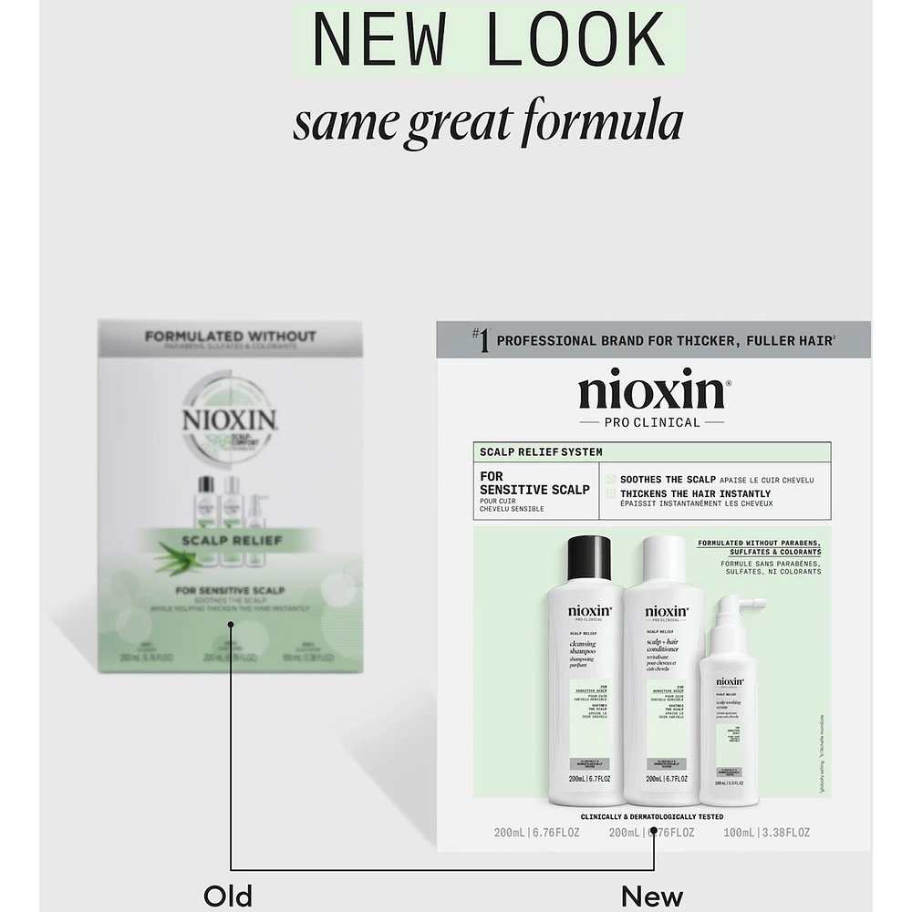 Nioxin Scalp Relief System - Hair Products for Sensitive, Itchy Scalp - Includes Shampoo 200 ml, Conditioner 200 ml and Scalp Treatment 100 ml
