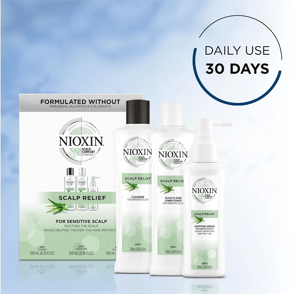Nioxin Scalp Relief System - Hair Products for Sensitive, Itchy Scalp - Includes Shampoo 200 ml, Conditioner 200 ml and Scalp Treatment 100 ml
