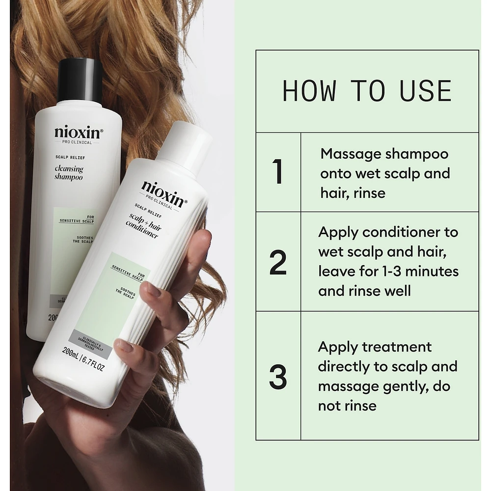 Nioxin Scalp Relief System - Hair Products for Sensitive, Itchy Scalp - Includes Shampoo 200 ml, Conditioner 200 ml and Scalp Treatment 100 ml