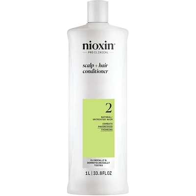 Nioxin System 2 Scalp + Hair Thickening Conditioner for Natural with Progressed Thinning, 1L