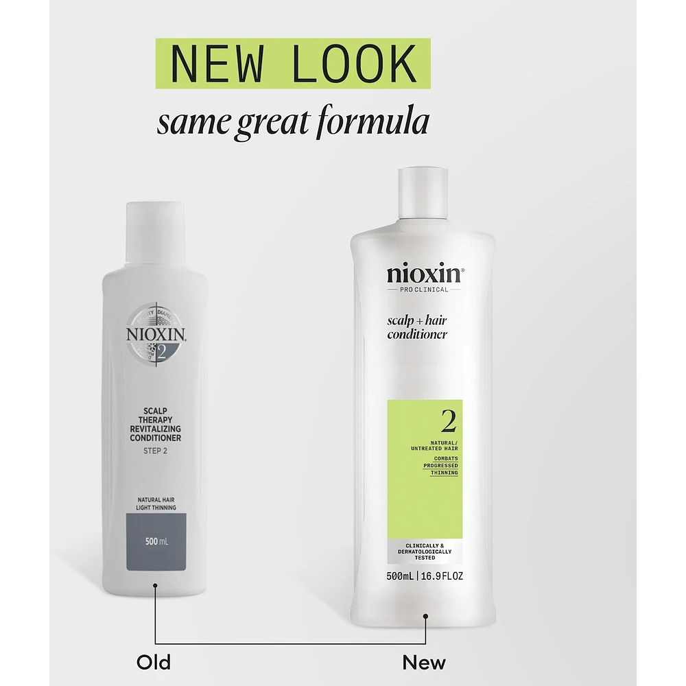 Nioxin System 2 Scalp + Hair Thickening Conditioner for Natural with Progressed Thinning, 1L