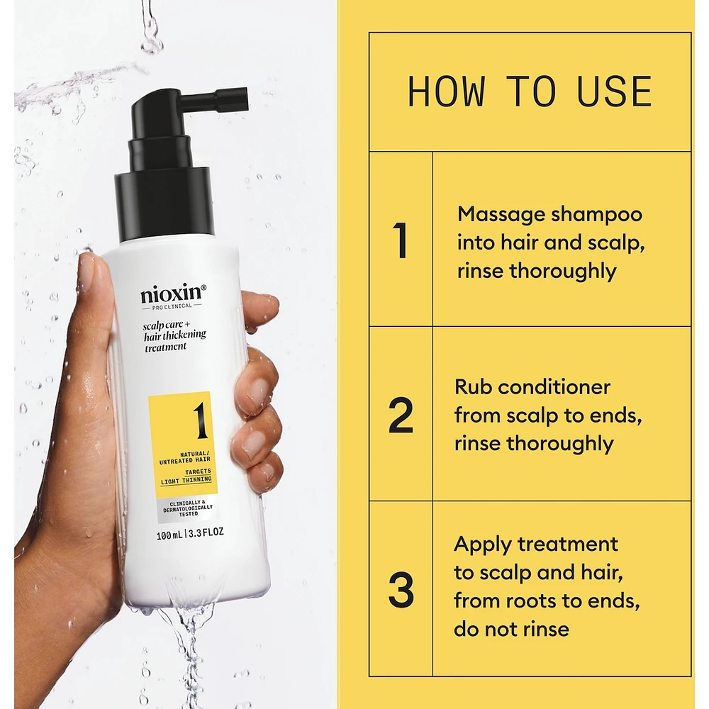 Nioxin System 1 Scalp  + Hair Thickening Treatment - Serum for Natural Hair with Light Thinning, 100ml