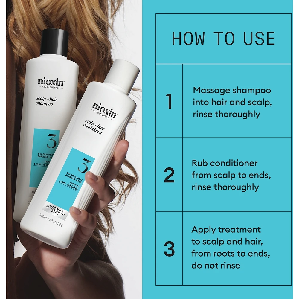 Nioxin System 3 Scalp + Hair Thickening Conditioner for Damaged with Light Thinning, 1L