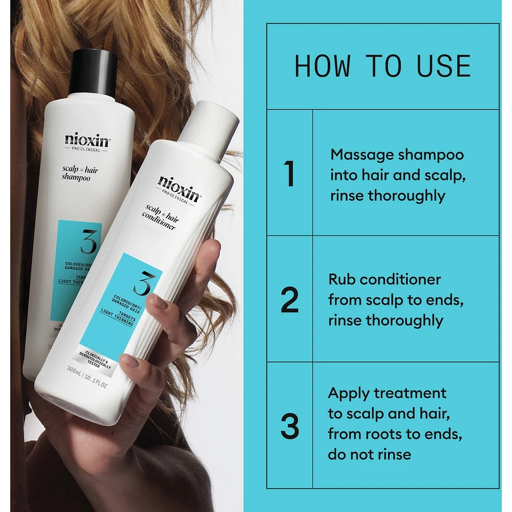 Nioxin System 3 Scalp + Hair Thickening Conditioner for Damaged with Light Thinning, 1L