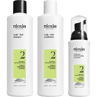 Nioxin Scalp + Hair Thickening System 2 Kit - for Natural Hair with Progressed Thinning - Includes Shampoo 300ml, Conditioner 300ml and Scalp Treatment 100ml